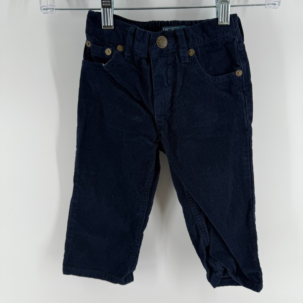 Vintage Polo Ralph Lauren Corduroy Pants Kids 18M Navy Blue Logo Straight Leg